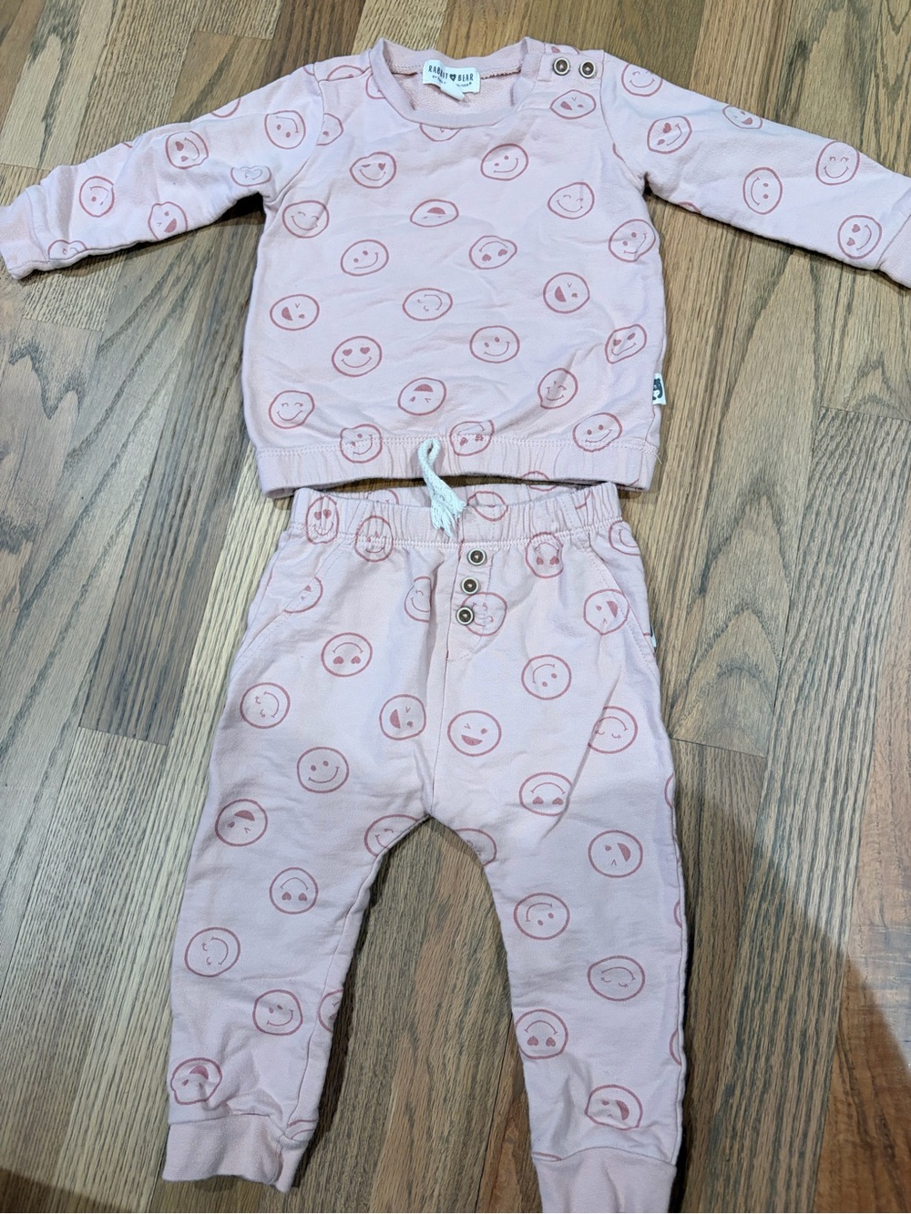 Baby girl pink smiley sweat outfit
